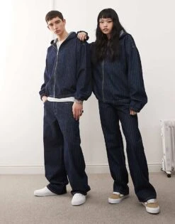 Reclaimed Vintage Denim Co-ord In Indigo Pinstripe