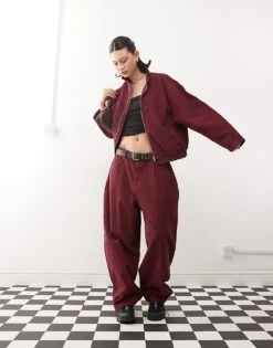 Reclaimed Vintage Cord Co-ord In Burgundy