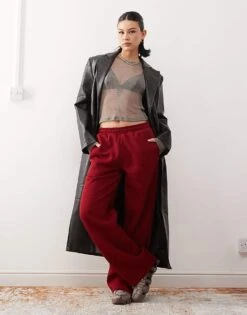 Reclaimed Vintage Oversized Jogger In Burgundy For Women