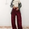 Reclaimed Vintage Velour Cord Rib Wide Leg Trouser In Burgundy For Women -Closet Theory Her 207693021 1 burgundy