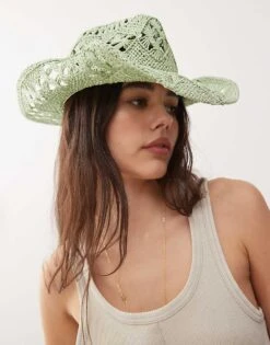 Reclaimed Vintage Cowboy Hat In Pastel Green For Women -Closet Theory Her 207706882 1 green 1