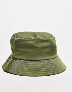 Reclaimed Vintage Unisex Nylon Logo Bucket Hat In Khaki For Unisex -Closet Theory Her 207706934 3
