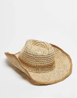Reclaimed Vintage Unisex Straw Cowboy Hat In Beige And Brown For Unisex Neutral -Closet Theory Her 207706988 1 neutral 1