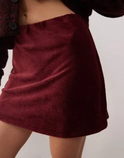 Reclaimed Vintage Cord Mini Skirt In Burgundy For Women -Closet Theory Her 207745768 3