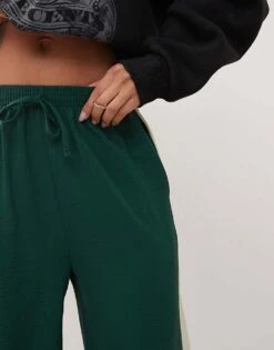 Reclaimed Vintage Wide Leg Trouser With Contrast Panel In Green For Women -Closet Theory Her 207745779 3