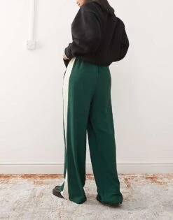 Reclaimed Vintage Wide Leg Trouser With Contrast Panel In Green For Women -Closet Theory Her 207745779 4