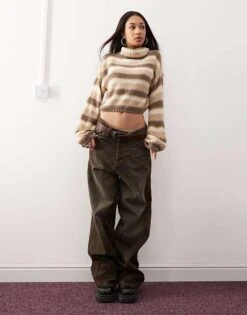 Reclaimed Vintage Neutral Striped Roll Neck For Women Multi -Closet Theory Her 207748635 4