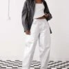 Reclaimed Vintage Coated Barrel Leg Jeans In Silver For Women -Closet Theory Her 207757209 1 silver