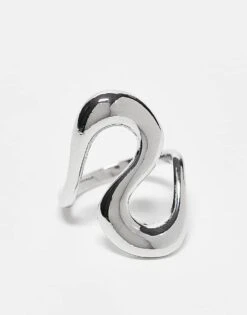 Reclaimed Vintage Unisex Curve Ring In Silver For Unisex