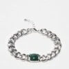 Reclaimed Vintage Unisex Chain Bracelet With Faux Jade Stone In Silver For Unisex -Closet Theory Her 207761414 1 silver
