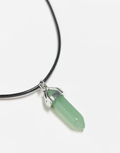 Reclaimed Vintage Unisex 2 Row Necklace With Faux Green Gem For Unisex Multi -Closet Theory Her 207761417 3