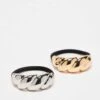 Reclaimed Vintage 2 Pack Hair Elastic With Metal Detail In Gold And Silver For Women