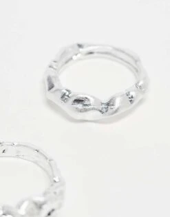 Reclaimed Vintage Unisex Ring 2 Pack In Silver Molten Mental For Unisex -Closet Theory Her 207761427 3