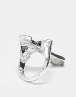 Reclaimed Vintage Unisex Ring With Heart Cross In Silver For Unisex -Closet Theory Her 207761440 3