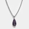 Reclaimed Vintage Unisex Necklace With Faux Purple Pendant In Silver For Unisex -Closet Theory Her 207761449 1 silver
