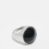 Reclaimed Vintage Unisex Simple Ring With Faux Black Stone In Silver For Unisex -Closet Theory Her 207761467 1 silver