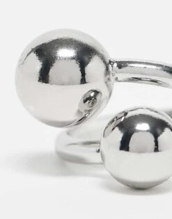 Reclaimed Vintage Unisex Wraparound Bubble Ring In Silver For Unisex -Closet Theory Her 207761484 3