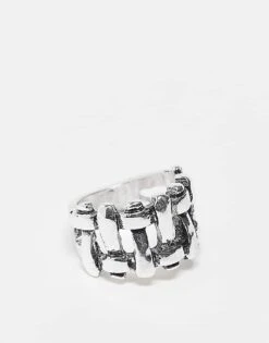 Reclaimed Vintage Unisex Ring With Weave Detail In Burnished Silver For Unisex -Closet Theory Her 207761493 1 silver 1