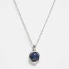 Reclaimed Vintage Unisex Chain With Faux Blue Stone Pendant In Silver For Unisex -Closet Theory Her 207761512 1 silver