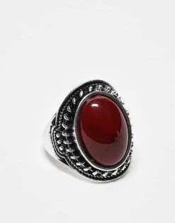 Reclaimed Vintage Antique Ring With Faux Brown Stone For Women Silver -Closet Theory Her 207777930 1 silver 1