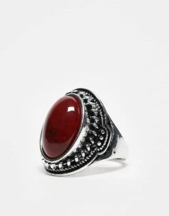 Reclaimed Vintage Antique Ring With Faux Brown Stone For Women Silver -Closet Theory Her 207777930 3