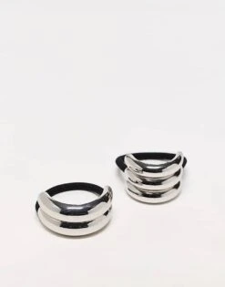 Reclaimed Vintage Metal Hair Cuff 2 Pack In Silver For Women