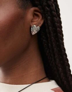 Reclaimed Vintage Pretty Cutwork Heart Earrings In Silver For Women -Closet Theory Her 207778033 1 silver 1