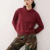 Reclaimed Vintage Waffle Hoodie In Washed Burgundy For Women -Closet Theory Her 207811507 1 burgundy