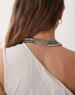 Reclaimed Vintage Ultimate Mixed Chain Layered Necklace In Silver For Women -Closet Theory Her 207823181 3