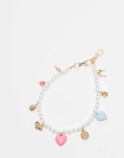 Reclaimed Vintage Beady Bag Charm And Keyring For Women Multi