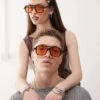 Reclaimed Vintage Unisex Square Edge Brown Aviator With Orange Lense For Unisex -Closet Theory Her 207823207 1 brown