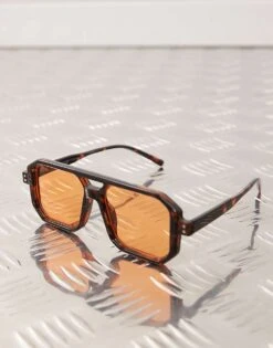 Reclaimed Vintage Unisex Square Edge Brown Aviator With Orange Lense For Unisex -Closet Theory Her 207823207 2