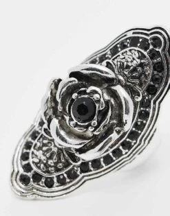 Reclaimed Vintage Oversized Unisex Ring With Rose In Silver For Unisex -Closet Theory Her 207823217 3
