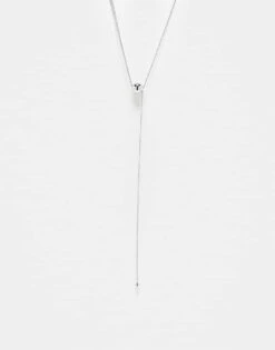 Reclaimed Vintage Unisex Lariyat Necklace With Bead In Silver For Unisex -Closet Theory Her 207823243 1 silver 1