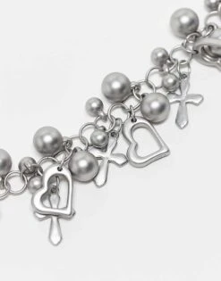 Reclaimed Vintage Unisex Ultimate Charm Necklace In Silver For Unisex -Closet Theory Her 207823879 3