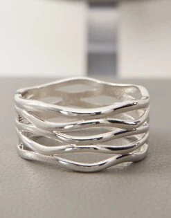 Reclaimed Vintage Bangle Cuff With Weave Detail In Silver For Women