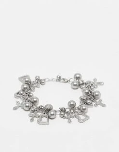 Reclaimed Vintage Unisex Ultimate Charm Bracelet In Silver For Unisex