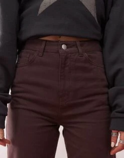 Reclaimed Vintage High Rise Straight Leg Jeans In Brown For Women -Closet Theory Her 207835283 5