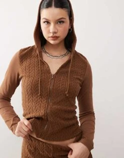 Reclaimed Vintage Cable Co-ord In Brown -Closet Theory Her 207847923 1 brown