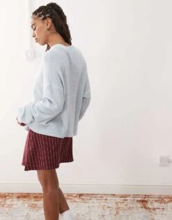 Reclaimed Vintage Boxy Cardigan In Powder Blue For Women -Closet Theory Her 207848780 3