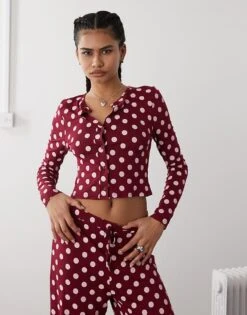 Reclaimed Vintage Button Up Co-ord In Polka Dot -Closet Theory Her 207879443 1 winepolkadot 1