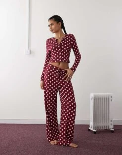 Reclaimed Vintage Button Up Co-ord In Polka Dot