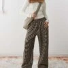 Reclaimed Vintage Pull On Trousers In Brown Mini Check For Women Brown Check -Closet Theory Her 207881705 1 browncheck