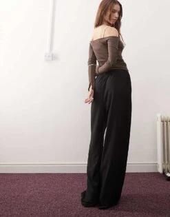 Reclaimed Vintage Pull On Satin Trousers In Black For Women -Closet Theory Her 207881718 4