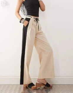 Reclaimed Vintage Linen Blend Trouser With Side Stripe Detail For Women Multi -Closet Theory Her 207882095 4