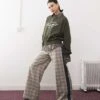 Reclaimed Vintage Wide Leg Tailored Trouser With Contrast Panels In Neutral Check For Women Multi -Closet Theory Her 207918968 1 multi