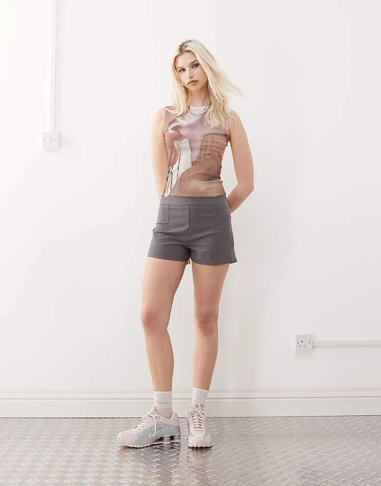 Reclaimed Vintage Tailored Micro Shorts In Grey For Women 4 Reclaimed Vintage Tailored Micro Shorts In Grey For Women - Image 2