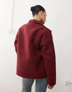 Reclaimed Vintage Faux Suede Blazer In Burgundy For Women -Closet Theory Her 207923296 4