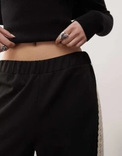 Reclaimed Vintage Scuba Lace Trim Jogger In Black For Women -Closet Theory Her 207925404 5