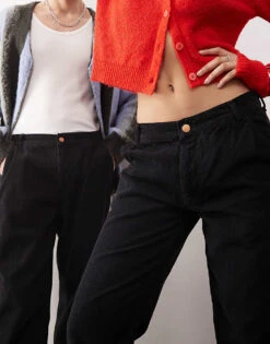 Reclaimed Vintage Unisex Washed Cord Trousers In Black For Unisex Washed Black -Closet Theory Her 207936664 3